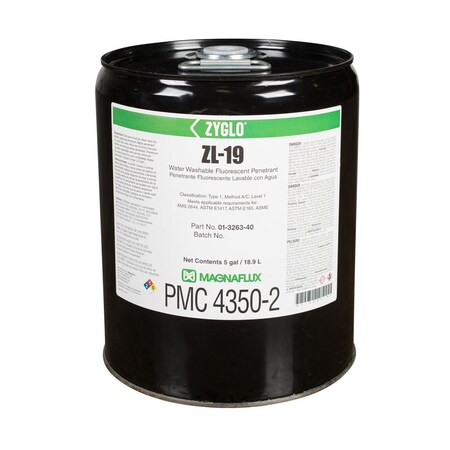 Magnaflux Penetrant, ZL-19, Level 1, Fluorescent, Water Washable, 5 gal 01-3263-40